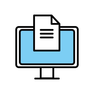 Isolated digital computer and document line and fill style icon vector design