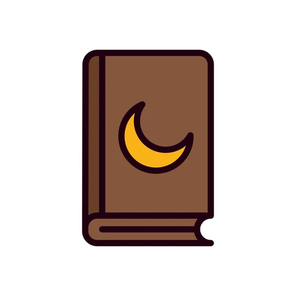 Ramadan koran with moon line and fill style icon vector design — Stock vektor