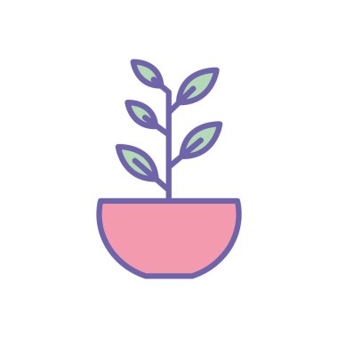 Isolated plant inside pot line and fill style icon vector design