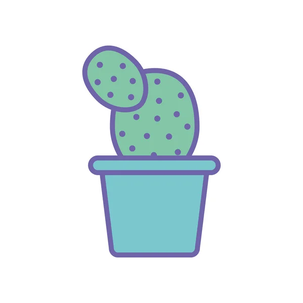 Isolated cactus inside pot line and fill style icon vector design — Wektor stockowy