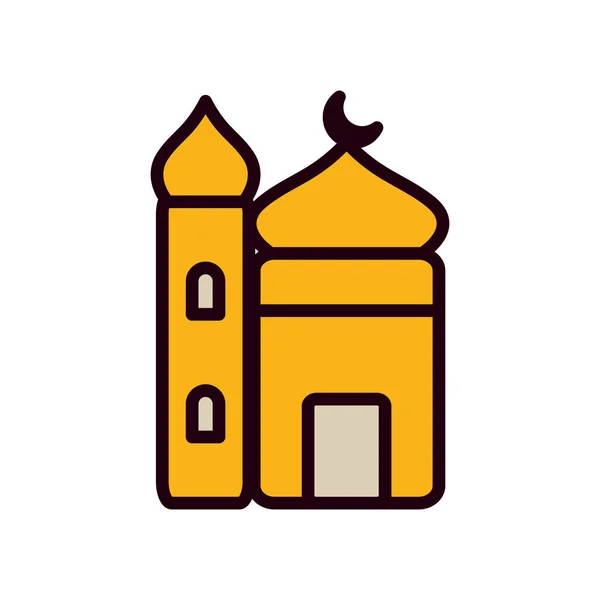 Ramadán línea de la mezquita y el estilo de relleno icono vector de diseño — Archivo Imágenes Vectoriales