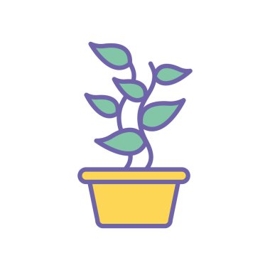 Isolated plant inside pot line and fill style icon vector design