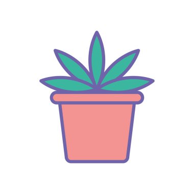 Isolated plant inside pot line and fill style icon vector design