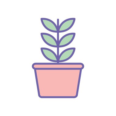 Isolated plant inside pot line and fill style icon vector design