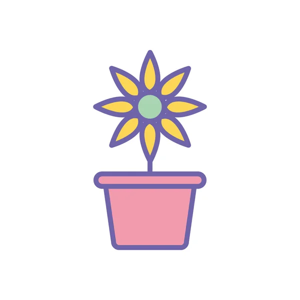 Isolated flower inside pot line and fill style icon vector design — Stock Vector