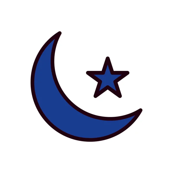Lua Ramadã e linha estelar e design de vetor ícone de estilo de preenchimento — Vetor de Stock