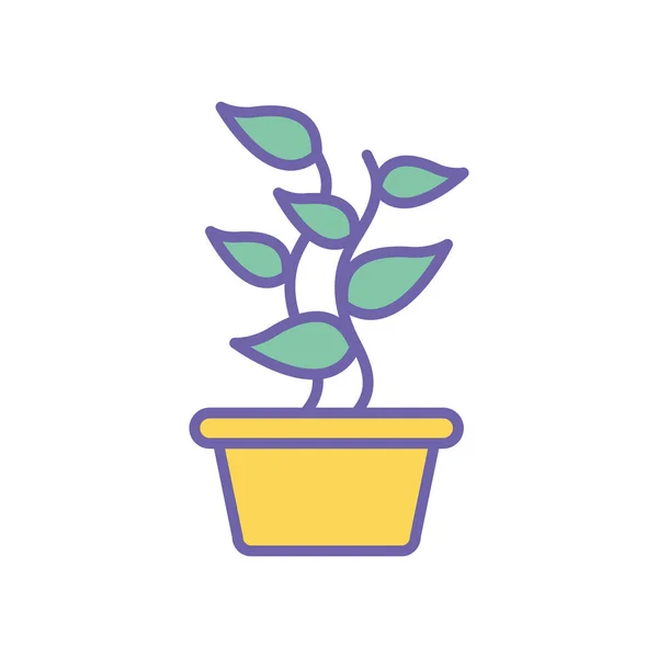 Planta aislada dentro de la línea del pote y el diseño del vector icono de estilo de relleno — Vector de stock