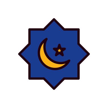 Ramadan moon and star line and fill style icon vector design