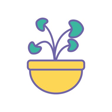 Isolated plant inside pot line and fill style icon vector design