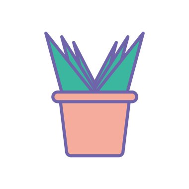 Isolated plant inside pot line and fill style icon vector design