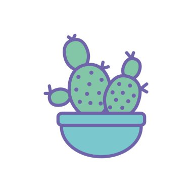 Isolated cactus inside pot line and fill style icon vector design