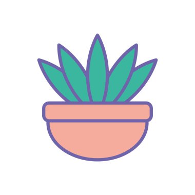 Isolated plant inside pot line and fill style icon vector design