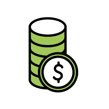 İzole para sikkeleri hattı ve biçim ikonu vektör tasarımı