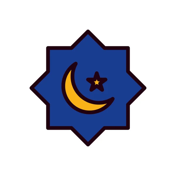 Ramadan moon and star line and fill style icon vector design — Stok Vektör