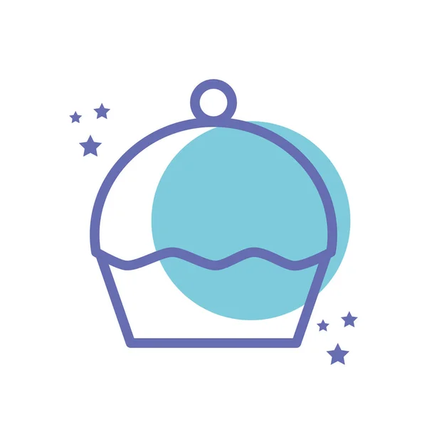 Design de vetor de ícone de estilo de linha de bloco de cupcake doce isolado — Vetor de Stock