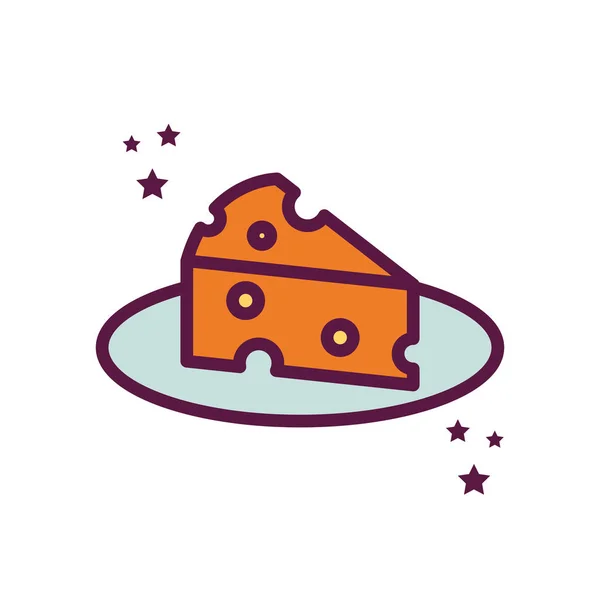 Línea de alimentos de queso aislado y diseño de vectores icono de estilo de relleno — Vector de stock