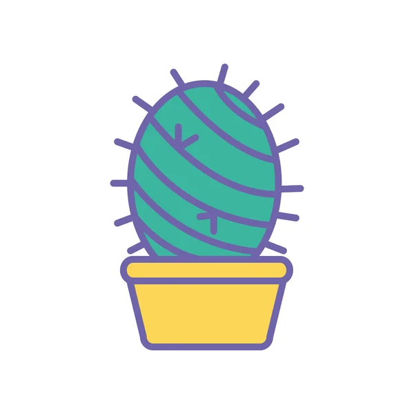 Isolated cactus inside pot line and fill style icon vector design — Stock vektor