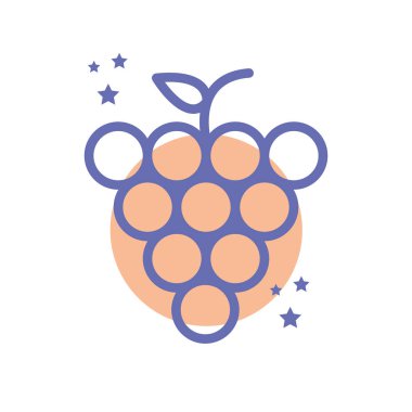 Ayrı üzümler meyve engeli çizgisi ikon vektör tasarımı