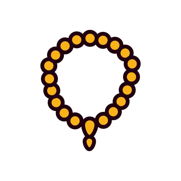 Ramadan rosary line and fill style icon vector design — ストックベクタ