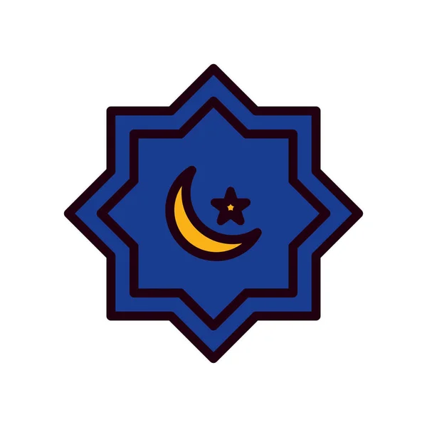 Ramadán luna y la línea de estrellas y llenar el icono de estilo de diseño vectorial — Vector de stock