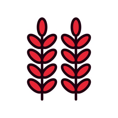 İzole edilmiş doğal yapraklar çizgisi ve biçim ikonu vektör tasarımını doldur