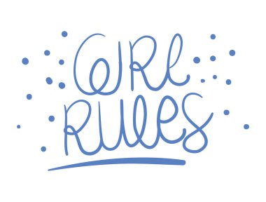 Kız, kadınların vektör tasarımını güçlendirme metnini yönetiyor