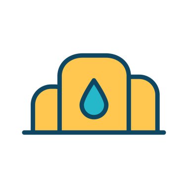 İzole edilmiş yağ depolama hattı ve biçim ikonu vektör tasarımını doldur