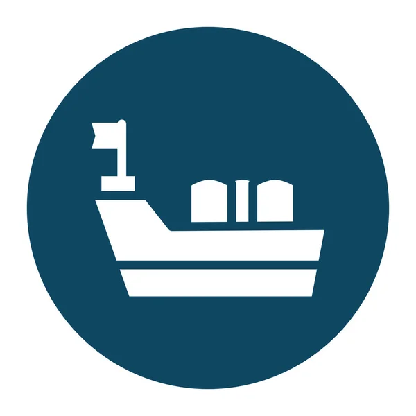 Bloc de navire isolé de stockage d'huile et conception vectorielle icône de style plat — Image vectorielle