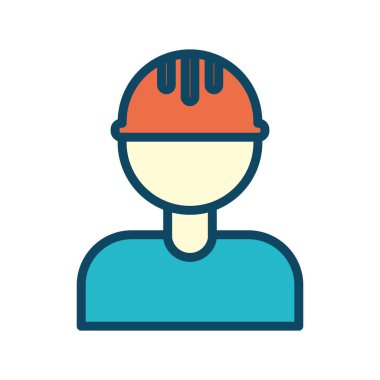 Miğfer çizgisi ve biçim ikon vektör tasarımı olan izole bir inşaatçı