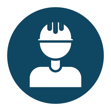 Miğfer bloğu ve düz stil ikon vektör tasarımı olan izole bir mimar.