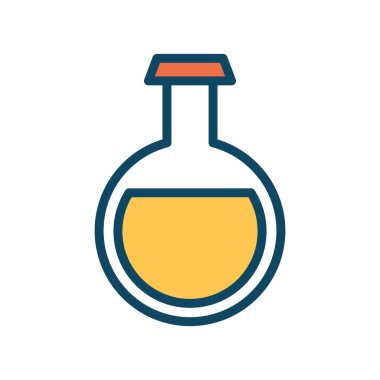 İzole edilmiş kimya şişesi hattı ve biçim ikonu vektör tasarımını doldur