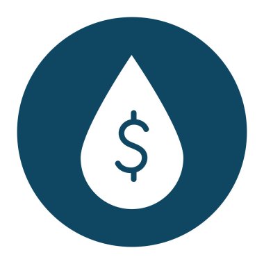 Petrol damlası bloğu ve düz stil ikon vektör tasarımı içindeki izole dolar