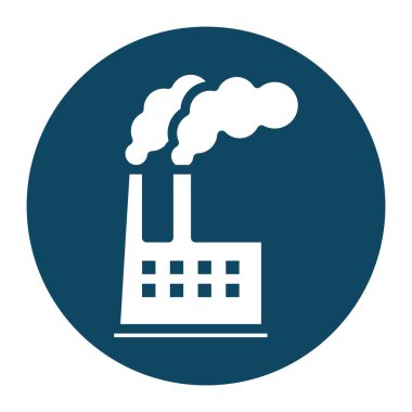 Duman bloğu ve düz stil vektör tasarımlı izole edilmiş fabrika