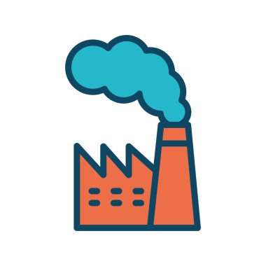 Duman hattı ve biçim ikon vektör tasarımı ile izole edilmiş fabrika