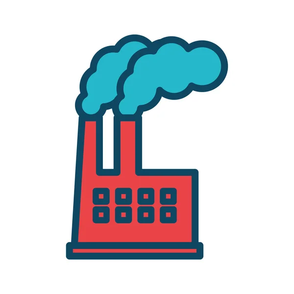 Isolerad fabrik med röklinje och fyll stil ikon vektor design — Stock vektor
