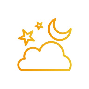 Ayın izole edilmiş yıldızları ve bulut gradyanı biçim vektör tasarımı