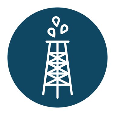 Yağ damlaları bloğu ve düz biçim ikon vektör tasarımı ile izole edilmiş kule