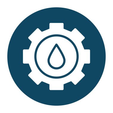 Vites bloğu içinde izole yağ damlası ve düz stil ikon vektör tasarımı