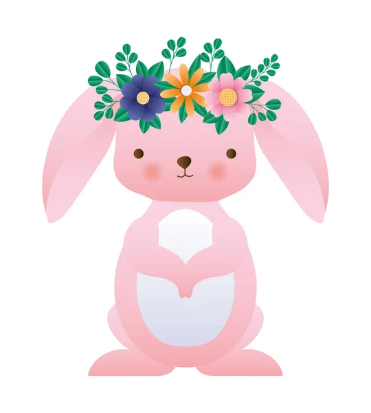 带有花冠矢量设计的可爱兔子卡通画 — 图库矢量图片
