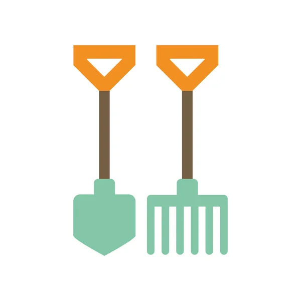 Isolated rake and shovel flat style icon vector design — Stockvector