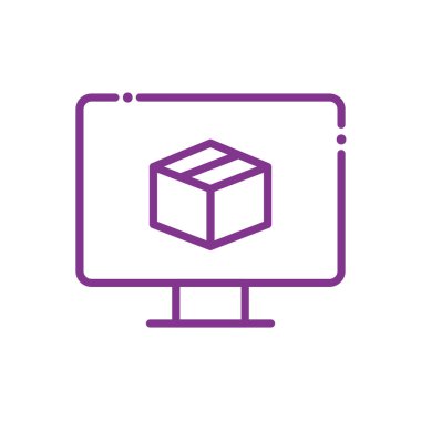 Isolated delivery box inside computer line style icon vector design
