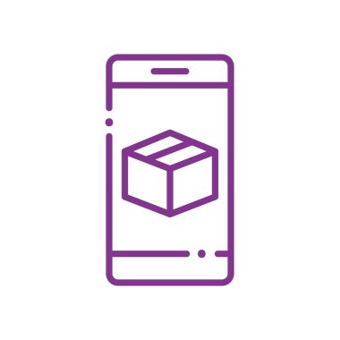 Isolated delivery box inside smartphone line style icon vector design