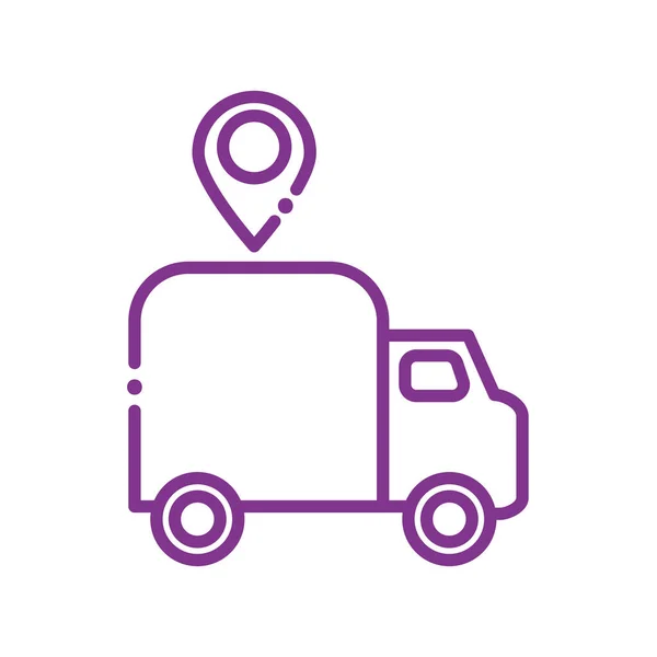 Isolated delivery truck and gps mark line style icon vector design — Stockový vektor