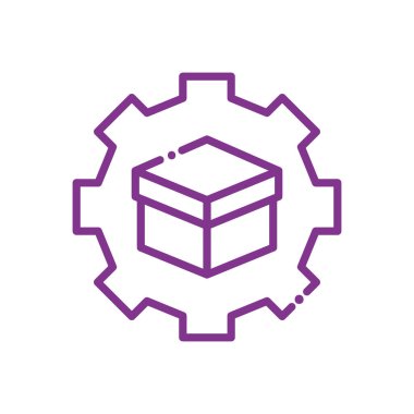 Isolated delivery box inside gear line style icon vector design