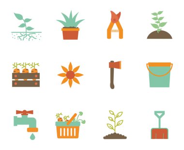 Isolated gardening flat style icon set vector design
