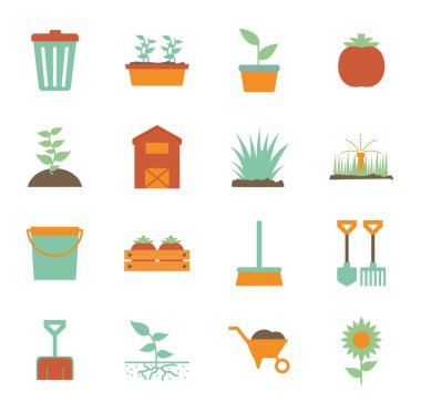 Isolated gardening flat style icon set vector design