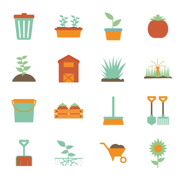 Isolated gardening flat style icon set vector design — Stockvector