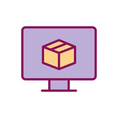 Isolated delivery box inside computer line and fill style icon vector design