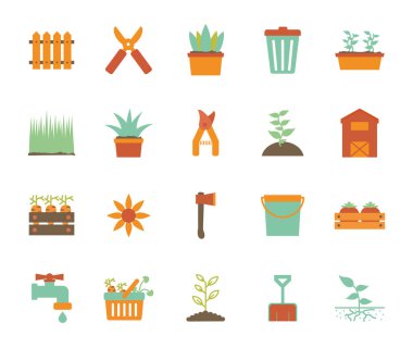 Isolated gardening flat style icon set vector design