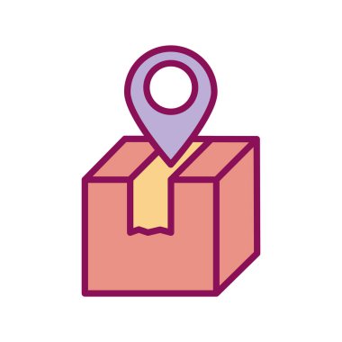 Isolated delivery box and gps mark line and fill style icon vector design